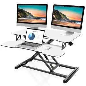 Height Adjustable Standing Desk 32 Wide Sit to Stand Converter | Standing Desk Converter,Stand Up Desk Riser,for Dual Monitor Riser,Tabletop Workstation for Home Office,Easy Assembly Height Adjustable Standing Desk 32 Wide Sit to Stand Converter | Standing Desk Converter,Stand Up Desk Riser,for Dual Monitor Riser,Tabletop Workstation for Home Office,Easy Assembly