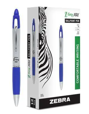 Z-Grip MAX Retractable Ballpoint Pen, Blue Ink, 1.0mm, 12-Pack | Wide Barrel Design, Comfortable Grip, Medium Point Tip, Metal Clip, Ideal for School and Office Supplies (22420) Z-Grip MAX Retractable Ballpoint Pen, Blue Ink, 1.0mm, 12-Pack | Wide Barrel Design, Comfortable Grip, Medium Point Tip, Metal Clip, Ideal for School and Office Supplies (22420)