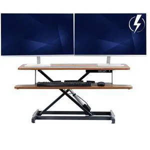 Vintage Brown 36 inch Electric Desk Converter, DESK-VE36N | Height Adjustable, Stand Up Desk Riser, Wide Keyboard Tray, Rustic, Dual Monitor and Laptop Workstation Vintage Brown 36 inch Electric Desk Converter, DESK-VE36N | Height Adjustable, Stand Up Desk Riser, Wide Keyboard Tray, Rustic, Dual Monitor and Laptop Workstation