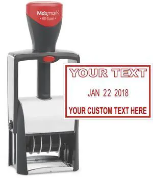 Heavy Duty Date Stamp with 2-Line Custom Text, Self Inking Stamp - 1" x 1-5/8 - Choice of Ink Color Heavy Duty Date Stamp with 2-Line Custom Text, Self Inking Stamp - 1" x 1-5/8 - Choice of Ink Color