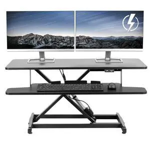 Black 36 inch Electric Desk Converter, DESK-VE36B | Height Adjustable, Stand Up Desk Riser, Wide Keyboard Tray, Dual Monitor and Laptop Workstation Black 36 inch Electric Desk Converter, DESK-VE36B | Height Adjustable, Stand Up Desk Riser, Wide Keyboard Tray, Dual Monitor and Laptop Workstation