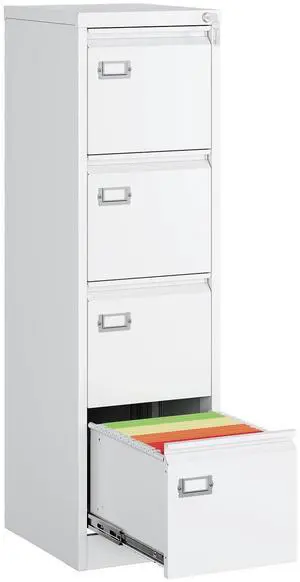 4 Drawer File Cabinet, White Vertical Filing Cabinets with Lock, Home Office File Folders Storage Cabinet for Letter Legal A4 File Size 4 Drawer File Cabinet, White Vertical Filing Cabinets with Lock, Home Office File Folders Storage Cabinet for Letter Legal A4 File Size