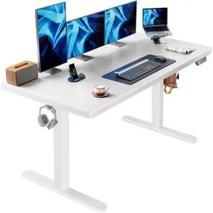 60 x 30 Inch Large Electric Standing Desk, Brushless Motor, White | 30 Inch Deep Desktop, 220 lb Capacity, 4 Memory Presets, Cable Tray, Dual Hooks, Height 27.946.5 Inch; Ships In 2 Packages 60 x 30 Inch Large Electric Standing Desk, Brushless Motor, White | 30 Inch Deep Desktop, 220 lb Capacity, 4 Memory Presets, Cable Tray, Dual Hooks, Height 27.946.5 Inch; Ships In 2 Packages