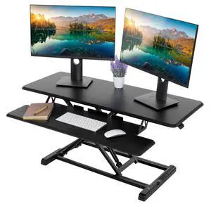 Standing Desk Converter - 42 Inch Adjustable Sit to Stand Up Desk Workstation, MDF Wood, Ergonomic Desk Riser with Keyboard Tray, Desktop Riser for Home Office Computer Laptop, Black 42" Standing Desk Converter - 42 Inch Adjustable Sit to Stand Up Desk Workstation, MDF Wood, Ergonomic Desk Riser with Keyboard Tray, Desktop Riser for Home Office Computer Laptop, Black 42"