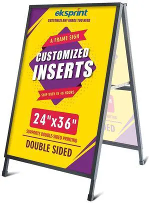 Custom A-Frame Sign Sidewalk Sign 24"x36", Sandwich Board Signs Outdoor, Heavy Duty Sandwich Board Double-Sided Slide-in Folding Signboard Poster Board for Business, Advertising (Frame & 2 Inserts) Custom A-Frame Sign Sidewalk Sign 24"x36", Sandwich Board Signs Outdoor, Heavy Duty Sandwich Board Double-Sided Slide-in Folding Signboard Poster Board for Business, Advertising (Frame & 2 Inserts)