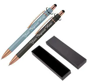 Personalized Fidget Pen for Adults - 2 Pack Stress Relief Custom Pens with Gift Box - ADHD Anxiety - Metal with Rubber Grip - Focus for Office, Work (Black-Blue, Engraved) Personalized Fidget Pen for Adults - 2 Pack Stress Relief Custom Pens with Gift Box - ADHD Anxiety - Metal with Rubber Grip - Focus for Office, Work (Black-Blue, Engraved)