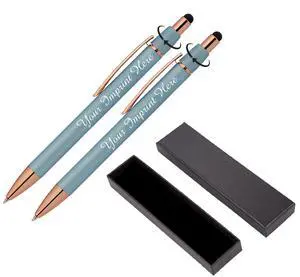 Personalized Fidget Pen for Adults - 2 Pack Stress Relief Custom Pens with Gift Box - ADHD Anxiety - Metal with Rubber Grip - Focus for Office, Work (Blue-Blue, Engraved) Personalized Fidget Pen for Adults - 2 Pack Stress Relief Custom Pens with Gift Box - ADHD Anxiety - Metal with Rubber Grip - Focus for Office, Work (Blue-Blue, Engraved)
