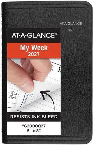 2027 Appointment Book Planner, Weekly, 5" x 8", DayMinder, Black (G2000027) 2027 Appointment Book Planner, Weekly, 5" x 8", DayMinder, Black (G2000027)