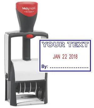 Heavy Duty Date Stamp with Your Custom Text, Self Inking Stamp - 1" x 1-5/8 - 2-Color Blue/Red Ink Heavy Duty Date Stamp with Your Custom Text, Self Inking Stamp - 1" x 1-5/8 - 2-Color Blue/Red Ink