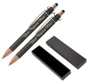 Personalized Fidget Pen for Adults - 2 Pack Stress Relief Custom Pens with Gift Box - ADHD Anxiety - Metal with Rubber Grip - Focus for Office, Work (Black-Black, Engraved) Personalized Fidget Pen for Adults - 2 Pack Stress Relief Custom Pens with Gift Box - ADHD Anxiety - Metal with Rubber Grip - Focus for Office, Work (Black-Black, Engraved)
