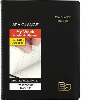 Planner 2026-2027 Weekly & Monthly Academic 12-Month July-June Quarter-Hourly Appointment Book, 8-1/4" x 11", Recycled, Black (70957G05) Planner 2026-2027 Weekly & Monthly Academic 12-Month July-June Quarter-Hourly Appointment Book, 8-1/4" x 11", Recycled, Black (70957G05)
