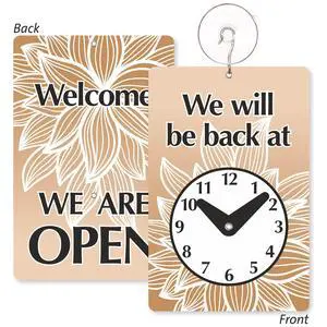 Will Be Back/Welcome We Are Open 2-Sided Be Back Clock sign | 5.75" x 8.75", Made in USA Will Be Back/Welcome We Are Open 2-Sided Be Back Clock sign | 5.75" x 8.75", Made in USA
