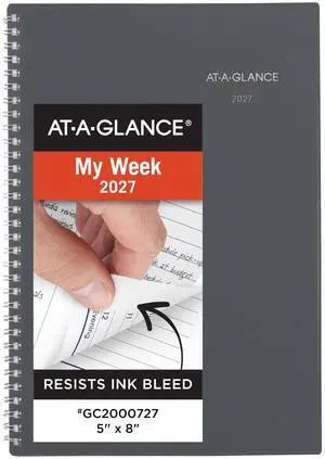 2027 Planner, Weekly & Monthly, 5" x 8", DayMinder, Gray (GC2000727) 2027 Planner, Weekly & Monthly, 5" x 8", DayMinder, Gray (GC2000727)