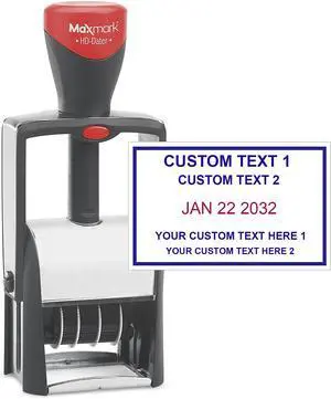 Heavy Duty Date Stamp with 4-Line Custom Text, Self Inking Date Stamp - 2160 - Choose from Many Font and Color Options Heavy Duty Date Stamp with 4-Line Custom Text, Self Inking Date Stamp - 2160 - Choose from Many Font and Color Options