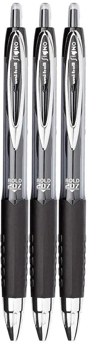 Signo 207 Roller Ball Retractable Gel Pens, Bold Point (1.0mm), Black Ink, 3 Count Signo 207 Roller Ball Retractable Gel Pens, Bold Point (1.0mm), Black Ink, 3 Count