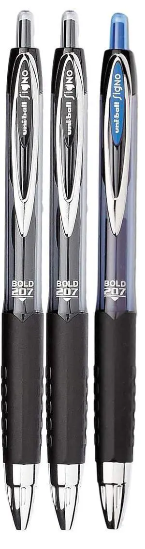 Signo 207 Roller Ball Retractable Gel Pens, Bold Point (1.0mm), Black And Blue Ink, 3 Count Signo 207 Roller Ball Retractable Gel Pens, Bold Point (1.0mm), Black And Blue Ink, 3 Count