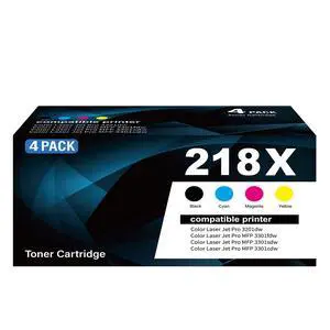 218X Toner Cartridges 4 Pack with Chip Replacement for HP 218X W2180X 218A W2180A for Color LaserJet Pro MFP 3301fdw 3301 3201dw 3301sdw 3301cdw Printer Ink (B/C/Y/M Color) 218X Toner Cartridges 4 Pack with Chip Replacement for HP 218X W2180X 218A W2180A for Color LaserJet Pro MFP 3301fdw 3301 3201dw 3301sdw 3301cdw Printer Ink (B/C/Y/M Color)