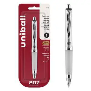 uniball 207 Premier Gel Pen, Medium Point (1.0mm), Black, 1 Pack | Ultra-soft cushioned grip, nano fiber ink, uni Super Ink Plus+ resists document fraud, water & fade-resistant uniball 207 Premier Gel Pen, Medium Point (1.0mm), Black, 1 Pack | Ultra-soft cushioned grip, nano fiber ink, uni Super Ink Plus+ resists document fraud, water & fade-resistant