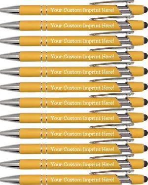 ExpressDesigns - Pastel Premium Custom Pens with Stylus | Personalized Soft-Touch Metal Printed Name Pens w/Black Ink - Imprinted w/Logo or Message -Customizable - 12 pcs/pack (Pastel Orange) ExpressDesigns - Pastel Premium Custom Pens with Stylus | Personalized Soft-Touch Metal Printed Name Pens w/Black Ink - Imprinted w/Logo or Message -Customizable - 12 pcs/pack (Pastel Orange)