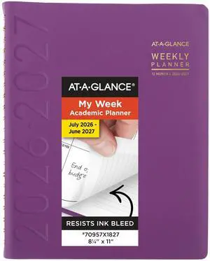 Planner 2026-2027 Weekly & Monthly Academic 12-Month July-June Half-Hourly Appointment Book, 8-1/4" x 11", Contemporary, Purple (70957X18) Planner 2026-2027 Weekly & Monthly Academic 12-Month July-June Half-Hourly Appointment Book, 8-1/4" x 11", Contemporary, Purple (70957X18)