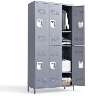6 Doors Metal Lockers for Employees 72" H Storage Cabinet Lockable Locker with Shelves Steel Storage Locker for Gym School Office Home Requires Assembly 6 Doors Metal Lockers for Employees 72" H Storage Cabinet Lockable Locker with Shelves Steel Storage Locker for Gym School Office Home Requires Assembly