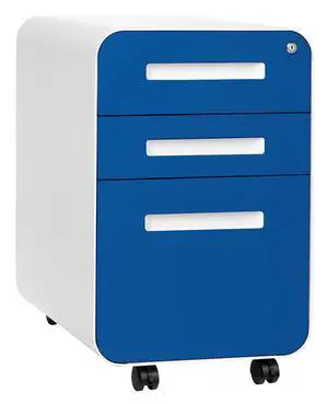 Stockpile 3 Drawer File Cabinet with Lock - Under Office Desk Metal Filing Cabinet, Legal/Letter File Folders, Wheels and Stationary Feet, Pre-Assembled, Blue Faceplate Stockpile 3 Drawer File Cabinet with Lock - Under Office Desk Metal Filing Cabinet, Legal/Letter File Folders, Wheels and Stationary Feet, Pre-Assembled, Blue Faceplate