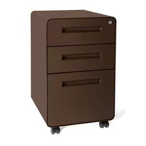 Stockpile 3 Drawer File Cabinet with Lock - Under Office Desk Metal Filing Cabinet, Legal/Letter File Folders, Wheels and Stationary Feet, Pre-Assembled, Dark Brown Stockpile 3 Drawer File Cabinet with Lock - Under Office Desk Metal Filing Cabinet, Legal/Letter File Folders, Wheels and Stationary Feet, Pre-Assembled, Dark Brown