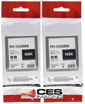 Original Canon 2 x PFI-102MBK Pigment Matte Black Ink Tank for The imagePROGRAF iPF500/600/700 Inkjet Printers, 130 ml.+ InkSAVER Microfiber LCD Screen Cleaning Cloth Original Canon 2 x PFI-102MBK Pigment Matte Black Ink Tank for The imagePROGRAF iPF500/600/700 Inkjet Printers, 130 ml.+ InkSAVER Microfiber LCD Screen Cleaning Cloth