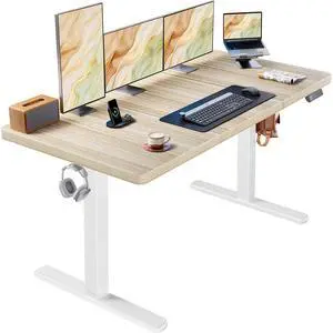 60 x 30 Inch Large Electric Standing Desk, Brushless Motor, Natural | 30 Inch Deep Desktop, 220 lb Capacity, 4 Memory Presets, Cable Tray, Dual Hooks, Height 27.946.5 Inch; Ships In 2 Packages 60 x 30 Inch Large Electric Standing Desk, Brushless Motor, Natural | 30 Inch Deep Desktop, 220 lb Capacity, 4 Memory Presets, Cable Tray, Dual Hooks, Height 27.946.5 Inch; Ships In 2 Packages