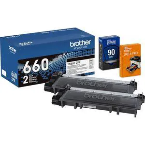 Genuine TN660 2PK Black High Yield Toner Cartridge, Up to 2,600 Page Yield Each, Bundle with Deco Essentials Printer eBook for HL-L2300D, MFC-L2700DW, HL-L2340DW, MFC-L2740DW, DCP-L2540DW Genuine TN660 2PK Black High Yield Toner Cartridge, Up to 2,600 Page Yield Each, Bundle with Deco Essentials Printer eBook for HL-L2300D, MFC-L2700DW, HL-L2340DW, MFC-L2740DW, DCP-L2540DW