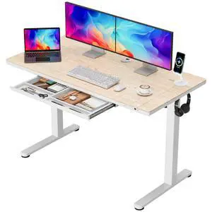 One-Piece Electric Standing Desk Height Adjustable Sit Stand Desk | with Drawers & USB Charging Port for Home Office Computer Desks (Bamboo Desktop, 48 Inch) One-Piece Electric Standing Desk Height Adjustable Sit Stand Desk | with Drawers & USB Charging Port for Home Office Computer Desks (Bamboo Desktop, 48 Inch)