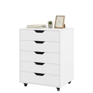 5-Drawer Vertical File Cabinet, Mobile Office Storage Cabinet with Drawers, Large Capacity, 2 Lockable Casters and Universal Wheels, Under Desk Side Printer Stand Rolling File Cabinet (White) 5-Drawer Vertical File Cabinet, Mobile Office Storage Cabinet with Drawers, Large Capacity, 2 Lockable Casters and Universal Wheels, Under Desk Side Printer Stand Rolling File Cabinet (White)