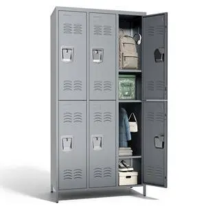 6-Door Lockers for Employees, Metal Storage Cabinet | Heavy-duty steel, lockable, shelves & hooks, ventilated, card slot included, fits home/office/school/gym, easy assembly 6-Door Lockers for Employees, Metal Storage Cabinet | Heavy-duty steel, lockable, shelves & hooks, ventilated, card slot included, fits home/office/school/gym, easy assembly