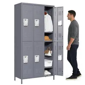 Upgraded 6-Door Lockers for Employees, Metal Storage Cabinet | Heavy-duty steel, lockable, shelves & hooks, ventilated, card slot included, fits home/office/school/gym, easy assembly Upgraded 6-Door Lockers for Employees, Metal Storage Cabinet | Heavy-duty steel, lockable, shelves & hooks, ventilated, card slot included, fits home/office/school/gym, easy assembly