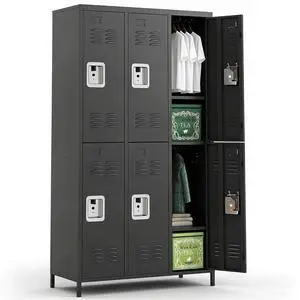 6-Door Lockers for Employees, Metal Storage Cabinet | Heavy-duty steel, lockable, shelves & hooks, ventilated, card slot included, fits home/office/school/gym, easy assembly 6-Door Lockers for Employees, Metal Storage Cabinet | Heavy-duty steel, lockable, shelves & hooks, ventilated, card slot included, fits home/office/school/gym, easy assembly