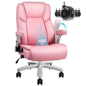 600lbs Big and Tall Office Chair with Flip up Armrest, Large Heavy Duty Chair with Ergonomic Lumbar Support, xecutive Office for Heavy People with Quiet Rubber Wheel (Pink) 600lbs Big and Tall Office Chair with Flip up Armrest, Large Heavy Duty Chair with Ergonomic Lumbar Support, xecutive Office for Heavy People with Quiet Rubber Wheel (Pink)