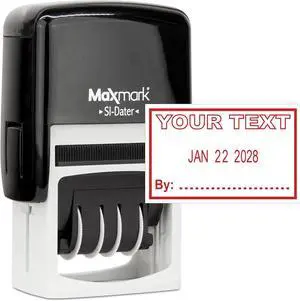 MaxMark Office Date Self Inking Stamp with Your Custom Text - 1" x 1-5/8 - Choice of Ink Color MaxMark Office Date Self Inking Stamp with Your Custom Text - 1" x 1-5/8 - Choice of Ink Color