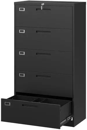 Lateral File Cabinet with Lock, 5 Drawer Metal File Cabinets 35.4" Wide, Home Office Locking Filing Cabinets for Legal Letter File Folders Lateral File Cabinet with Lock, 5 Drawer Metal File Cabinets 35.4" Wide, Home Office Locking Filing Cabinets for Legal Letter File Folders