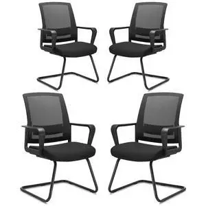 Waiting Room Chairs with Armrests and Adjustable Lumbar Support, Breathable Mesh Back Desk Chair No Wheels, Office Guest Chairs & Reception Chair for Conference Room, Black, 4PK Waiting Room Chairs with Armrests and Adjustable Lumbar Support, Breathable Mesh Back Desk Chair No Wheels, Office Guest Chairs & Reception Chair for Conference Room, Black, 4PK