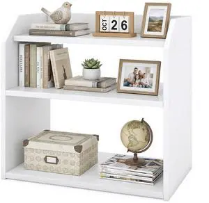 3-Tier Desktop Bookshelf, Wooden Countertop Bookcase with Guardrails, Space-Saving Desk Display Hutch Shelf, Modern Tabletop Storage Organizer for Study Room, Office and Dormitory (1,White) 3-Tier Desktop Bookshelf, Wooden Countertop Bookcase with Guardrails, Space-Saving Desk Display Hutch Shelf, Modern Tabletop Storage Organizer for Study Room, Office and Dormitory (1,White)
