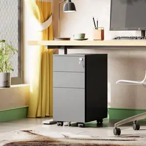3 Drawer Mobile File Cabinet, Fully Assembled Metal Filing Cabinet | Under Desk File Storage Cabinet with Lock for Home Office, Fits Letter/Legal/A4 Size, Black 3 Drawer Mobile File Cabinet, Fully Assembled Metal Filing Cabinet | Under Desk File Storage Cabinet with Lock for Home Office, Fits Letter/Legal/A4 Size, Black