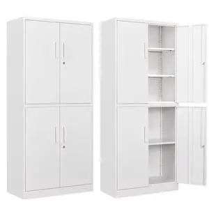 Metal Storage Cabinet with Lock Door, Adjustable Shelf Steel Cabinets for Office, Home,Pantry,Kitchen,Garage Utility Cabinet (4 Door-White) Metal Storage Cabinet with Lock Door, Adjustable Shelf Steel Cabinets for Office, Home,Pantry,Kitchen,Garage Utility Cabinet (4 Door-White)