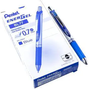 ® EnerGel Retractable Liquid Gel Pens, Medium Point, 0.7 mm, Silver Barrel, Blue Ink, Pack Of 12 ® EnerGel Retractable Liquid Gel Pens, Medium Point, 0.7 mm, Silver Barrel, Blue Ink, Pack Of 12