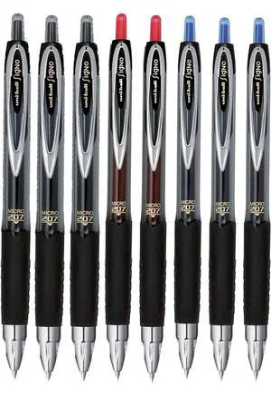 Signo 207 Roller Ball Retractable Gel Pens, Micro Point (0.5mm), Black Blue And Red Ink, 8 Count Signo 207 Roller Ball Retractable Gel Pens, Micro Point (0.5mm), Black Blue And Red Ink, 8 Count
