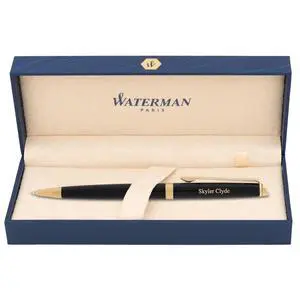 Waterman Hemisphere Personalized Ballpoint Pen in Black with 23K Gold Trim | Engraved Pen for Executives, Retirement, Board Members, Career Advancement Waterman Hemisphere Personalized Ballpoint Pen in Black with 23K Gold Trim | Engraved Pen for Executives, Retirement, Board Members, Career Advancement