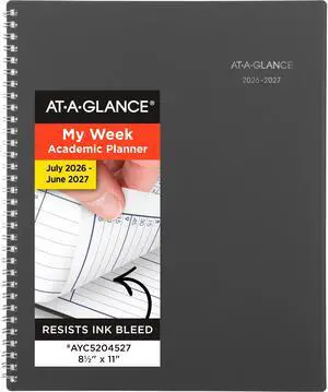 Planner 2026-2027 Weekly & Monthly Academic 12-Month July-June Quarter-Hourly Appointment Book, 8-1/2" x 11", DayMinder, Charcoal (AYC52045) Planner 2026-2027 Weekly & Monthly Academic 12-Month July-June Quarter-Hourly Appointment Book, 8-1/2" x 11", DayMinder, Charcoal (AYC52045)