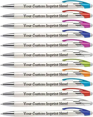 Custom Pens with Stylus - The Pearl - Personalized Metallic Printed Name Pens with Black Ink - Imprinted with Logo or Message - Great Gift Ideas - FREE PERSONALIZATION 12 pack (Assorted) Custom Pens with Stylus - The Pearl - Personalized Metallic Printed Name Pens with Black Ink - Imprinted with Logo or Message - Great Gift Ideas - FREE PERSONALIZATION 12 pack (Assorted)