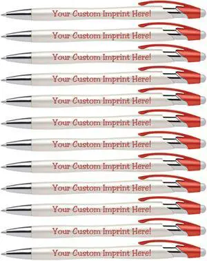 ExpressDesigns - Custom Pens with Stylus - The Pearl Personalized Metallic Printed Name Pens with Black Ink - Imprinted & Personalized with Logo or Message - 12 pack (Red) ExpressDesigns - Custom Pens with Stylus - The Pearl Personalized Metallic Printed Name Pens with Black Ink - Imprinted & Personalized with Logo or Message - 12 pack (Red)