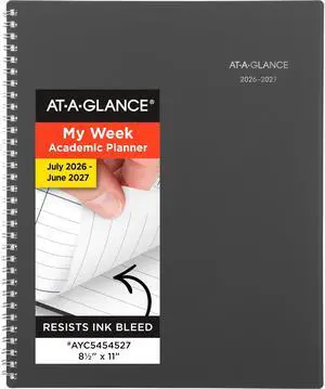 Planner 2026-2027 Weekly & Monthly Academic 12-Month July-June, 8-1/2" x 11", DayMinder, Charcoal (AYC54545) Planner 2026-2027 Weekly & Monthly Academic 12-Month July-June, 8-1/2" x 11", DayMinder, Charcoal (AYC54545)