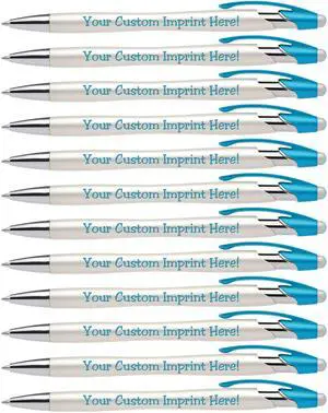 ExpressDesigns - Custom Pens with Stylus - The Pearl - Personalized Metallic Printed Name Pens with Black Ink - Imprinted with Logo or Message - Great Gift Ideas - 12 pack (Aqua) ExpressDesigns - Custom Pens with Stylus - The Pearl - Personalized Metallic Printed Name Pens with Black Ink - Imprinted with Logo or Message - Great Gift Ideas - 12 pack (Aqua)